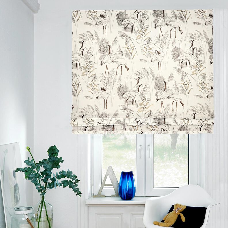 Tkanin dekoracyjna Half panama żurawie &ndash; naturalny/czerń,  image number 5