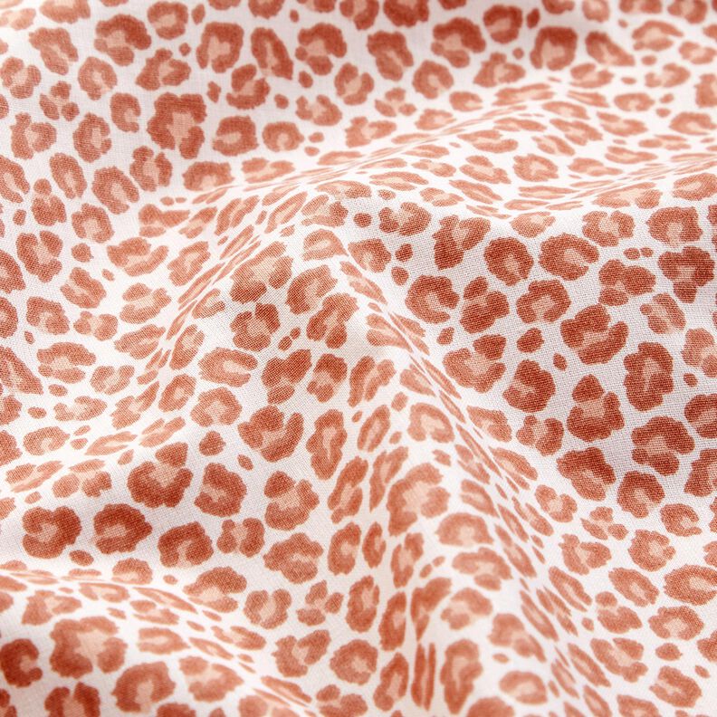 Tkanina bawełniana Kreton mały wzór w panterkę – kość słoniowa/miedź,  image number 2