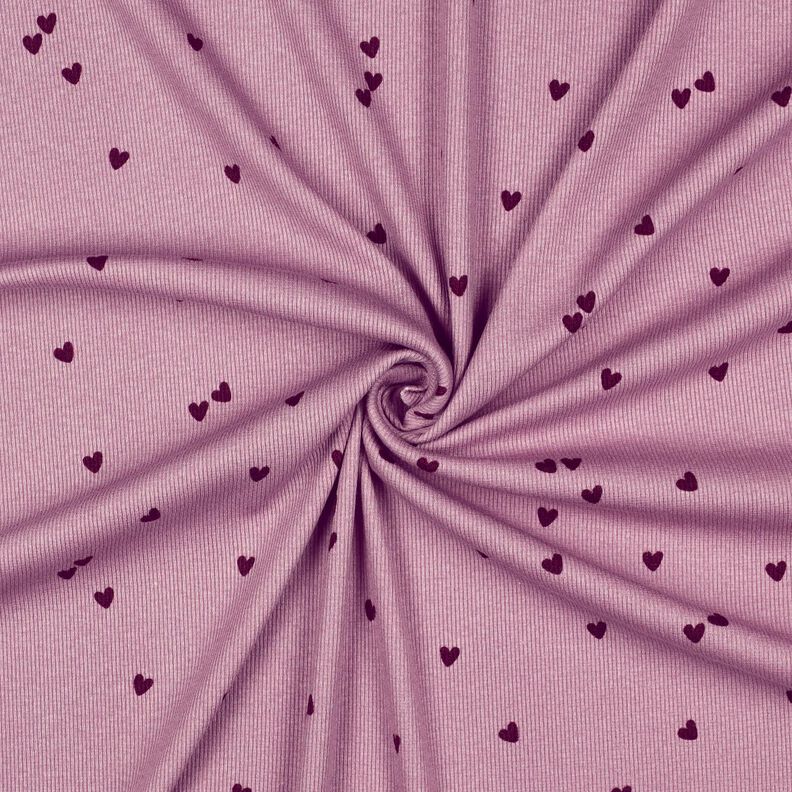Dżersej prążkowany rozproszone serca | Poppy Fabrics – pastelowy fiolet/merlot, image number 3