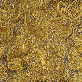 Żakard odzieżowy metaliczny wzór Paisley – złoto/czerń, 