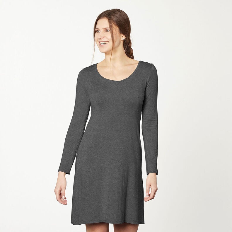 Dżersej bawełniany średniej ciężkości melanż – antracyt,  image number 6