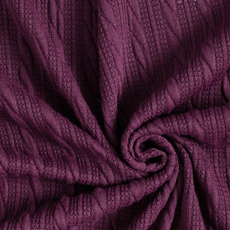 Dzianina Cloqué wzór warkoczowy – merlot,  image number 3