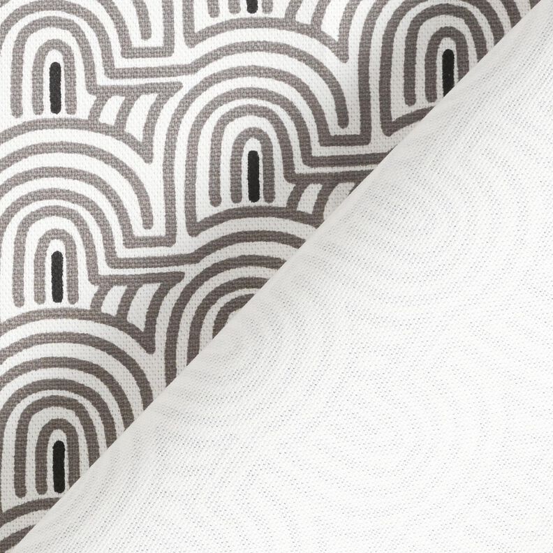 Tkanin dekoracyjna Half panama minimalistyczne łuki &ndash; biel/szary,  image number 4