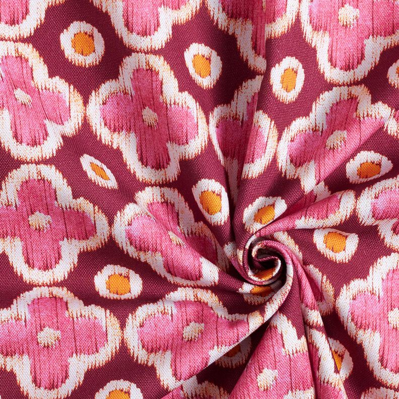 Tkanin dekoracyjna Płótno wygląd haftu – bordo/pink, image number 3