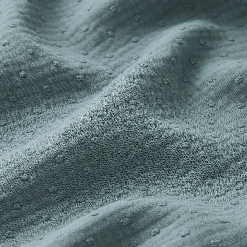 Muślin / Tkanina double crinkle dobby – stalowoniebieski,  image number 2