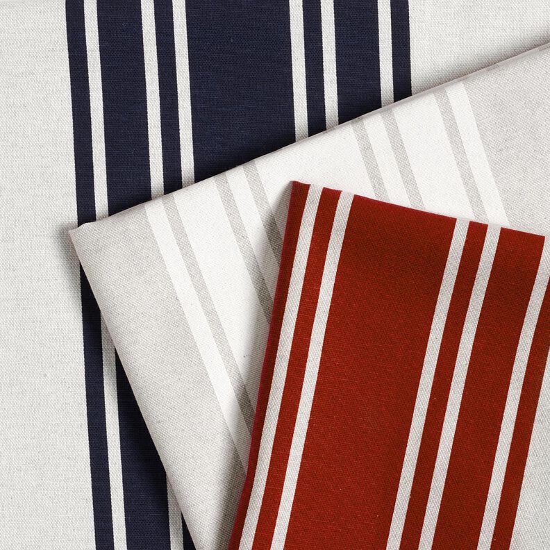 Tkanin dekoracyjna Panama Szerokie pasy – mleczna biel/mglisty szary,  image number 5