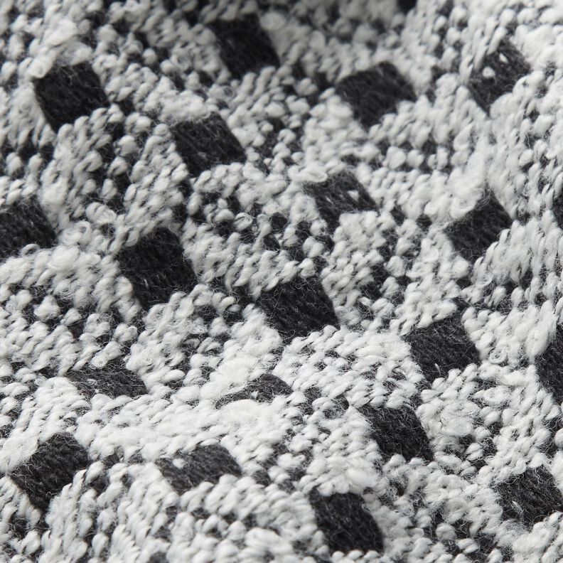 Materiał na płaszcze w kwadraciki – biel/czerń, image number 3