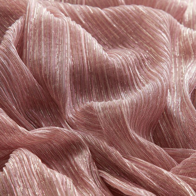 Prześwitująca tkanina plisowana w błyszczące paski – róż,  image number 6