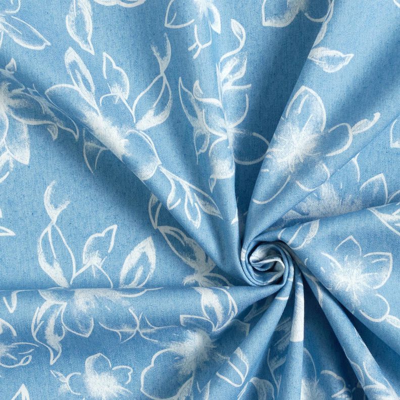Chambray letnie kwiaty – jasnoniebieski/mleczna biel,  image number 3