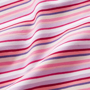 Dżersej bawełniany prążki – liliowy/pink, 