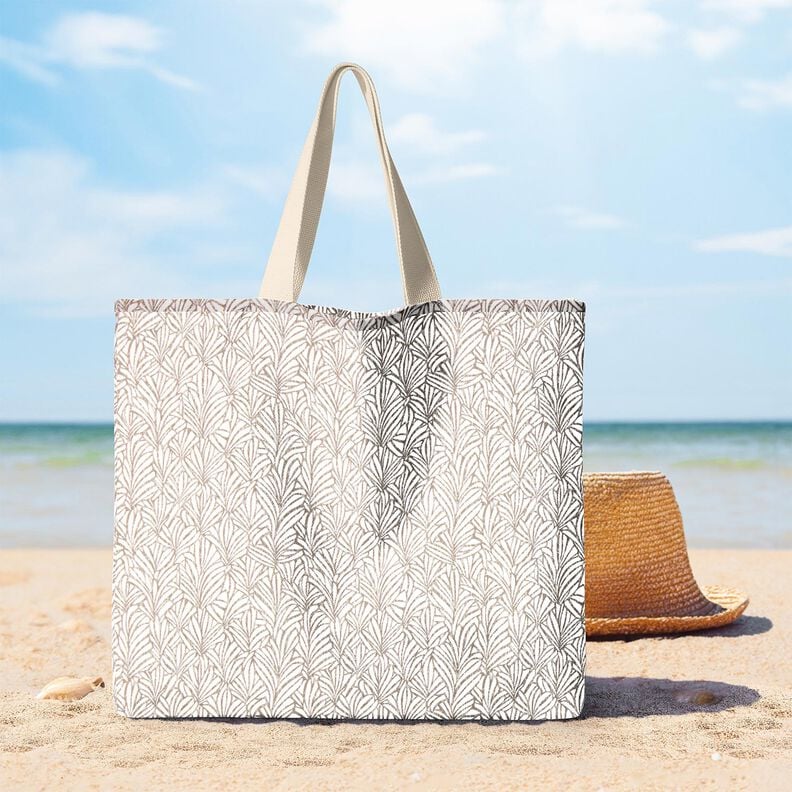 Bawełna powlekana abstrakcyjne liście palmowe &ndash; kreci/kość słoniowa,  image number 5