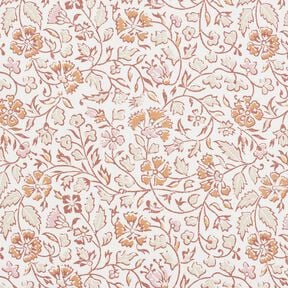 Tkanina bawełniana Kreton delikatny kwiatowy wzór – biel/cynamon,  Tkanina bawełniana Kreton delikatny kwiatowy wzór – biel/cynamon,