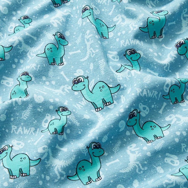 Dżersej bawełniany dinozaury i skamieliny | Glitzerpüppi – jasnoniebieski/mięta pieprzowa,  image number 2