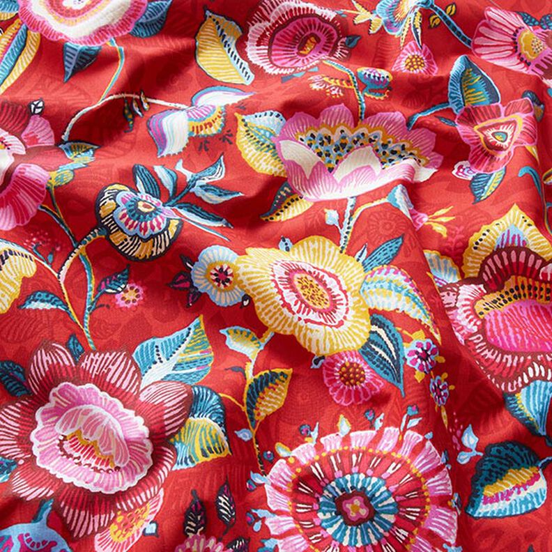 Tkanina bawełniana Kreton kwiaty w plamki – chili,  image number 2