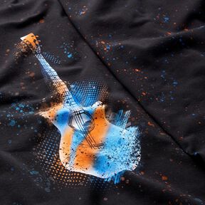 Dżersej bawełniany Panel gitara | Glitzerpüppi – czerń/pomarańcza, 