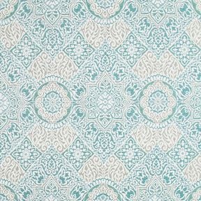 Tkanin dekoracyjna Żakard eleganckie kafelki – jasny petrol/jasnobeżowy, 