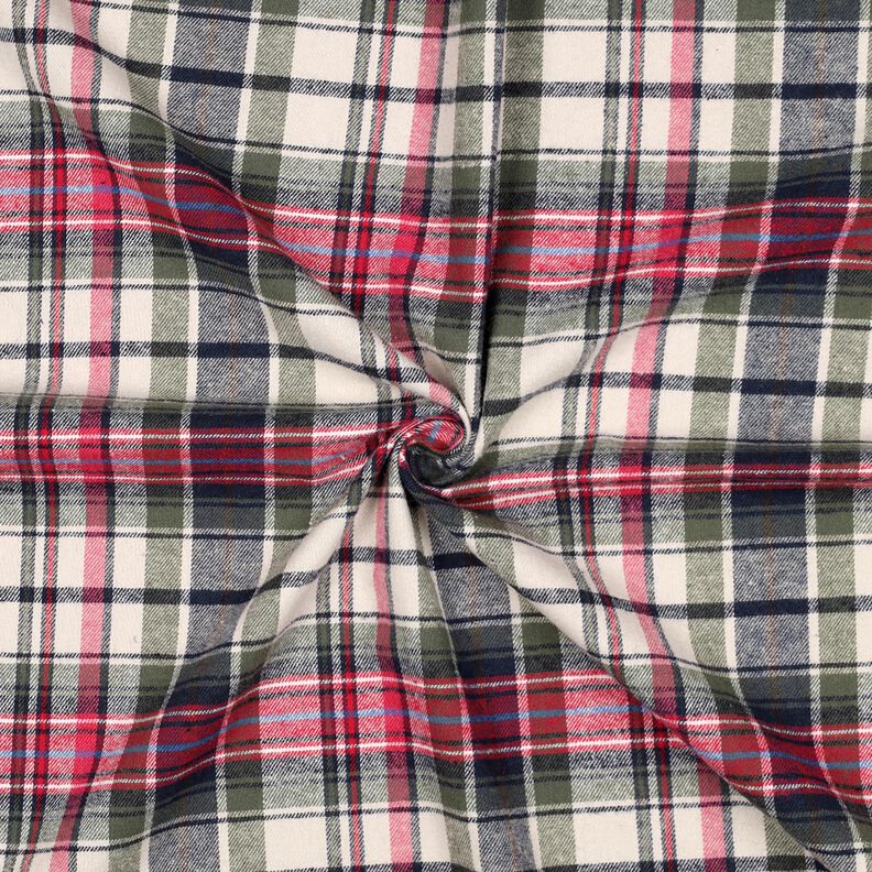 Flanela bawełniana kratka | Poppy Fabrics – oliwka/czerwień, image number 3