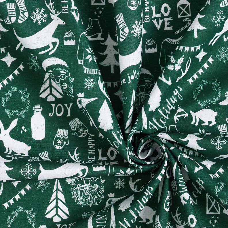 Tkanina bawełniana Kreton Wesołych Świąt – świerk srebrny/biel,  image number 3