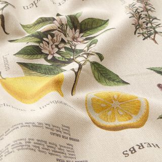 Tkanin dekoracyjna Half panama zioła – naturalny/żółć, 