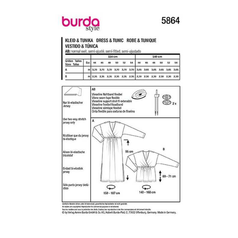 Sukienka / Tunika Plus-Size | Burda 5864 | 44-54,  image number 9