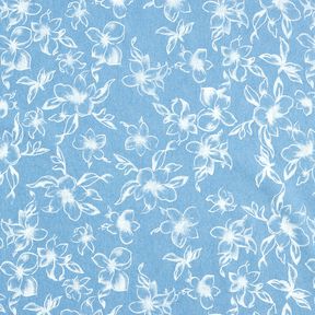 Chambray letnie kwiaty – jasnoniebieski/mleczna biel, 