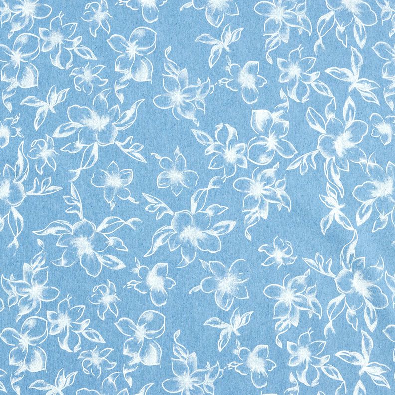Chambray letnie kwiaty – jasnoniebieski/mleczna biel,  image number 1