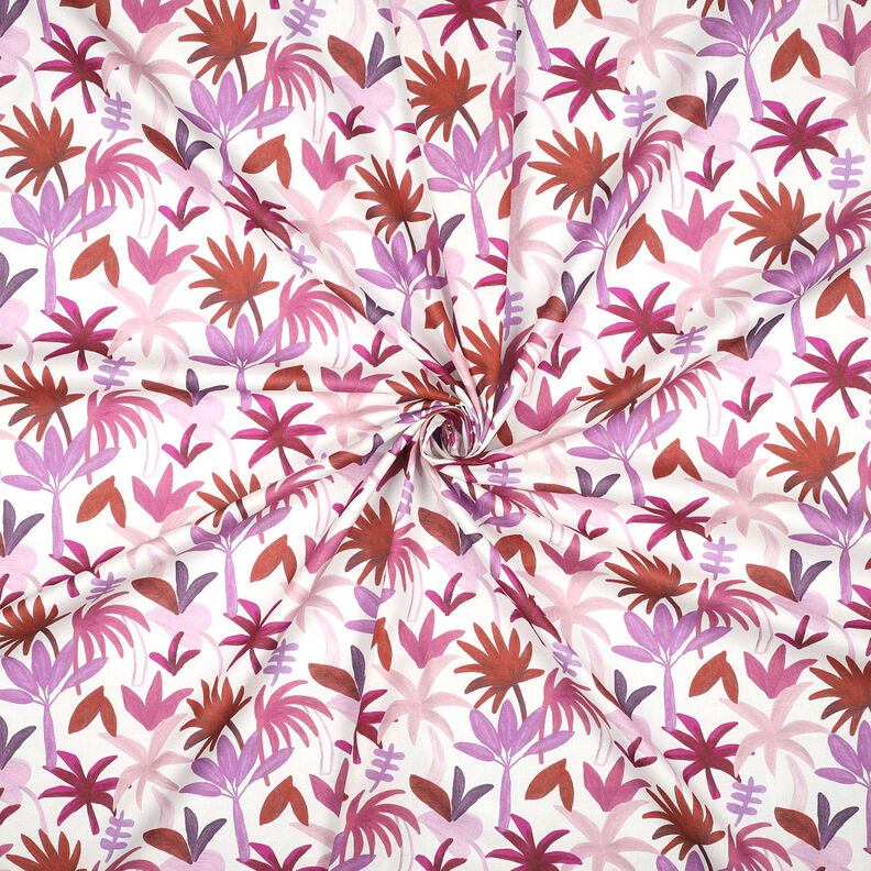 Woal bawełniany w palmy | Nerida Hansen – biel/winogronowy,  image number 3