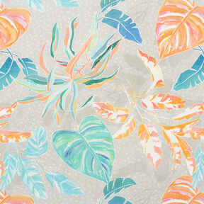 Tkanina outdoor Płótno – tropikalne liście – koral, 