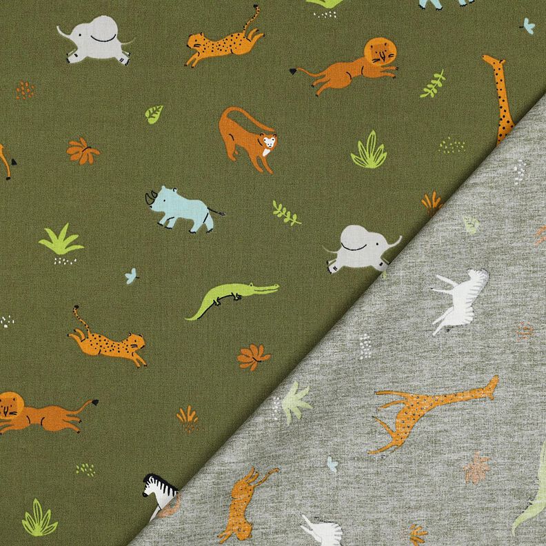 GOTS Popelina bawełniana zwierzęta stepowe | Poppy Fabrics – ciemna oliwka, image number 4
