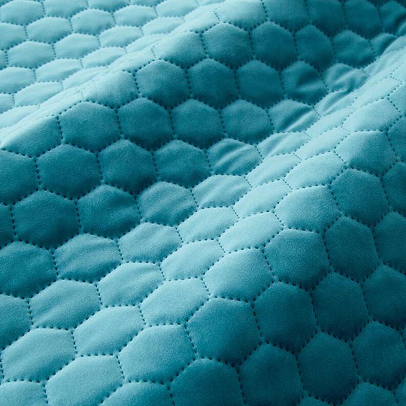 Tkanina tapicerska pikowany aksamit plaster miodu – petrol,  image number 2